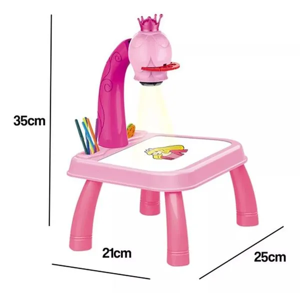 Mesa Projetora Infantil Rosa Aprendendo a Desenhar