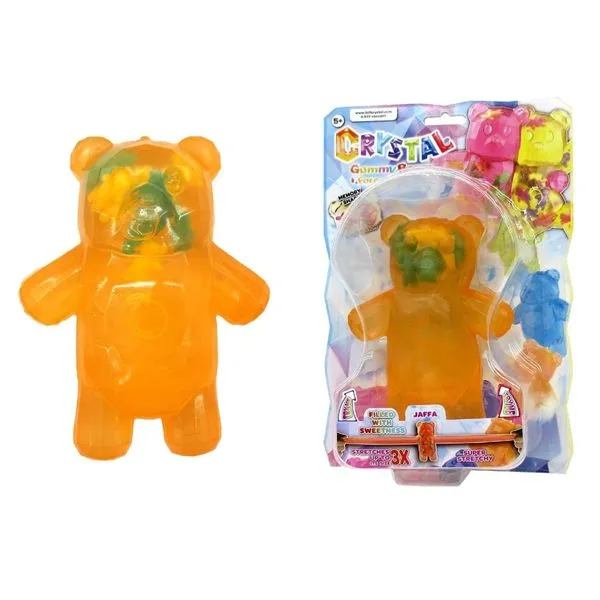 Boneco Stretchapalz Crystal Gummy Bear Jaffa Laranja Estica Até 3x Anti Stress