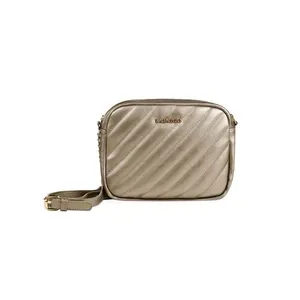 Bolsa Transversal Feminina com Correntes Matelasse Dourada P / Dourado