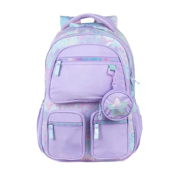 Mochila Escolar Feminina Juvenil Star Candy Lilás U / Lilas