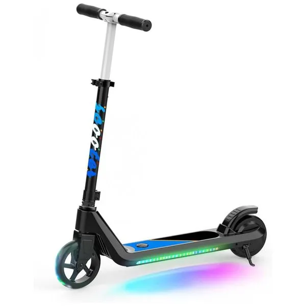 Patinete Elétrico para Crianças de 6 a 10 anos com Luzes LED, Peso Max 50kg, LINGTENG, Preto 110v