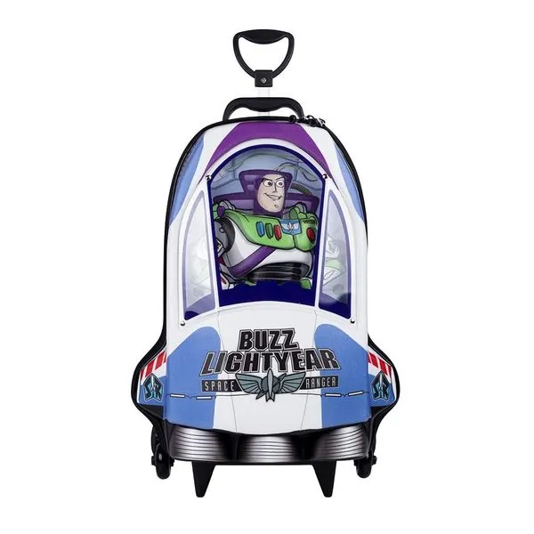 Mochila de Rodinhas 3D Maxtoy Toy Story Buzz Nave Azul Único