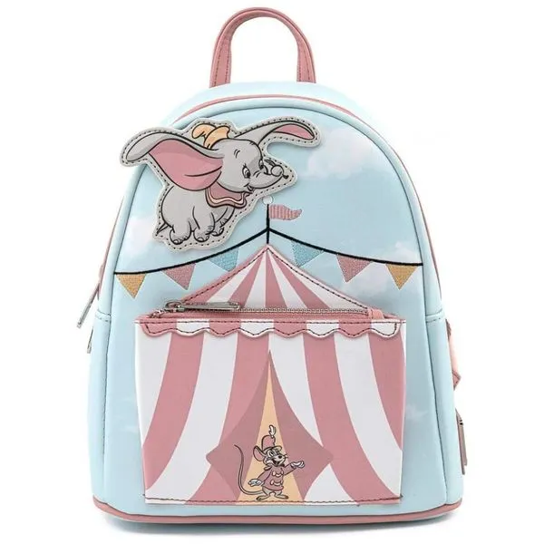 Mochila Escolar Infantil Loungefly Disney Dumbo para Crianças a Partir de 10 Anos, Azul 110v