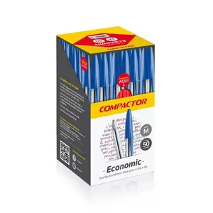 Caneta Esferográfica Compactor Economic Ponta Fina Azul com 50 Unidades