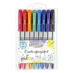 Caneta Esferográfica BRW Gel Colors 1.0mm com 8 Unidades