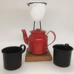 Kit de Café Egoista - Individual - Vermelho e Pretas - Demolição - feito a mão