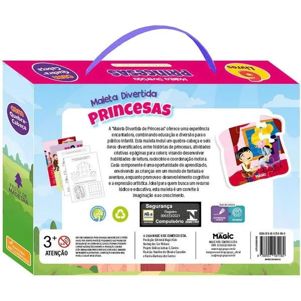 LIVRO BRINQUEDO ILUSTRADO PRINCESAS 6LIVROS+1QUEBRA CABE MALETA
