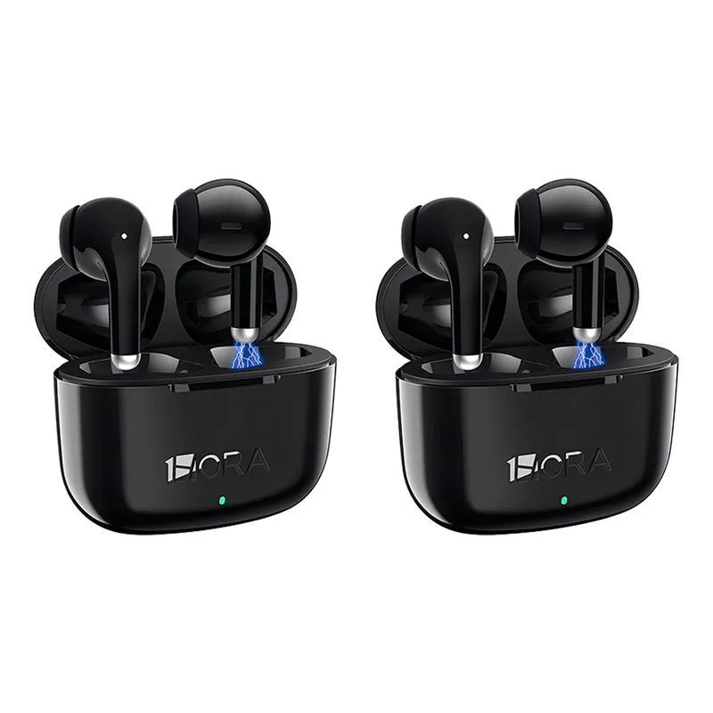 Fone de Ouvido Sem Fio 1HoraAut203 Bluetooth 5.1 Preto 2 Unidades