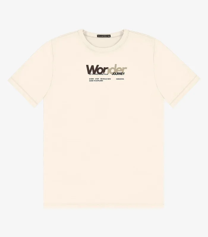 Camiseta Masculina em Meia Malha Diametro Bege