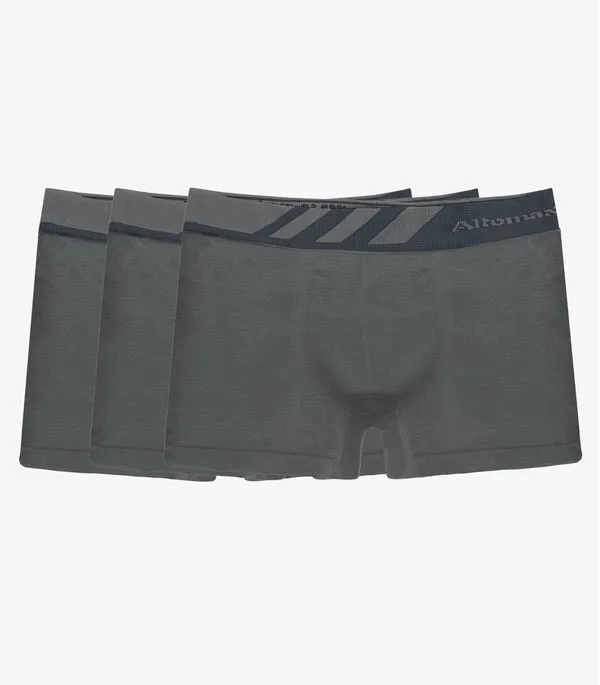 Kit 3 Cuecas Boxer Lisa Microfibra Altomax Cinza G