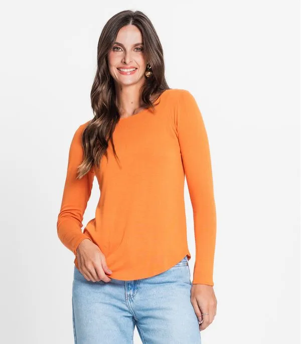 Blusa Feminina Manga Longa Visco Tricot Rovitex Laranja G
