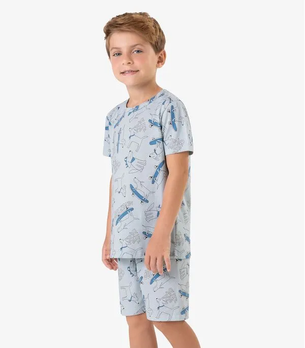 Pijama Meia Malha Rovi Kids Azul 4