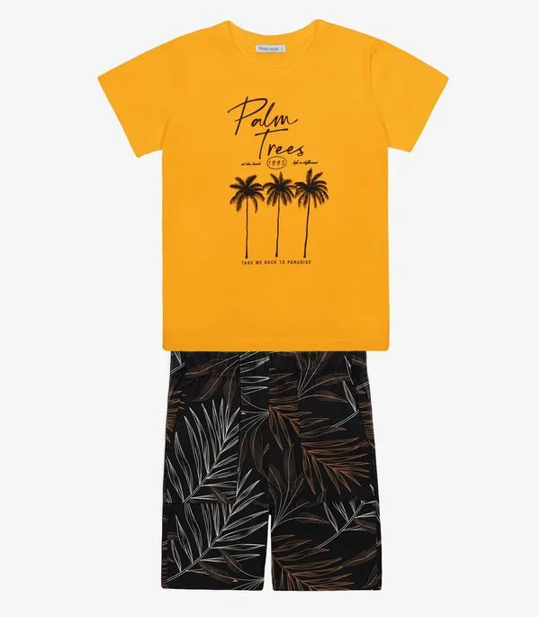 Conjunto Infantil Camiseta Com Bermuda Trick Nick Amarelo 4