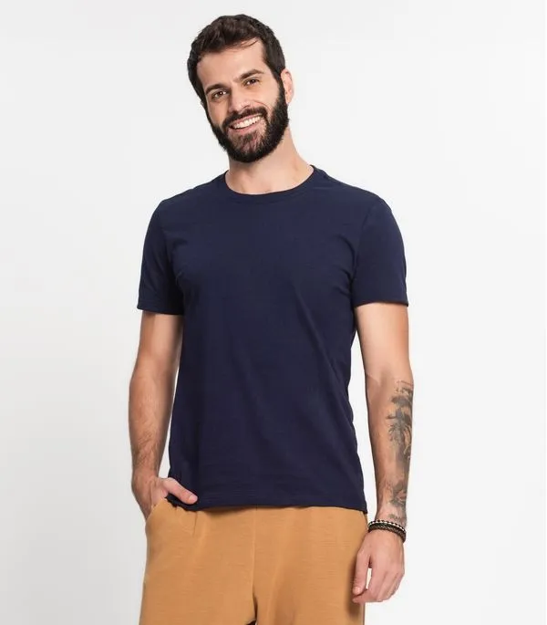 Camiseta Meia Malha Básica Masculina Kohmar Azul M