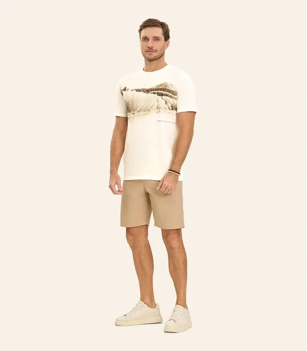 Camiseta Masculina em Meia Malha Diametro Bege P