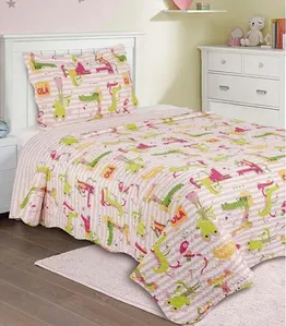 Jogo De Colcha Evolution Patchwork Solteiro Camesa Rosa UN