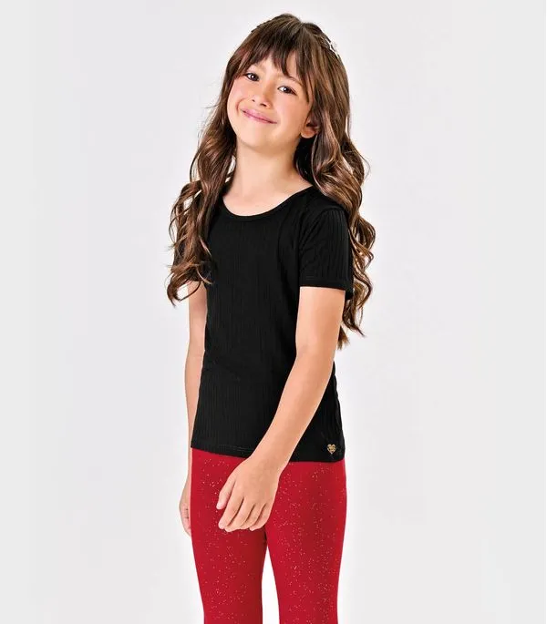 Blusa Infantil Feminina Canelada Trick Nick Preto 4