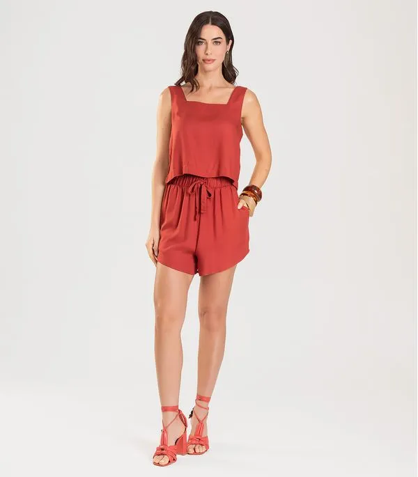 Regata Cropped Feminina Dianna Vermelho P