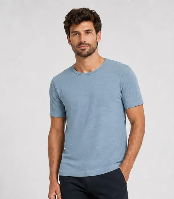 Camiseta Masculina Meia Malha Texturizada Select Azul G
