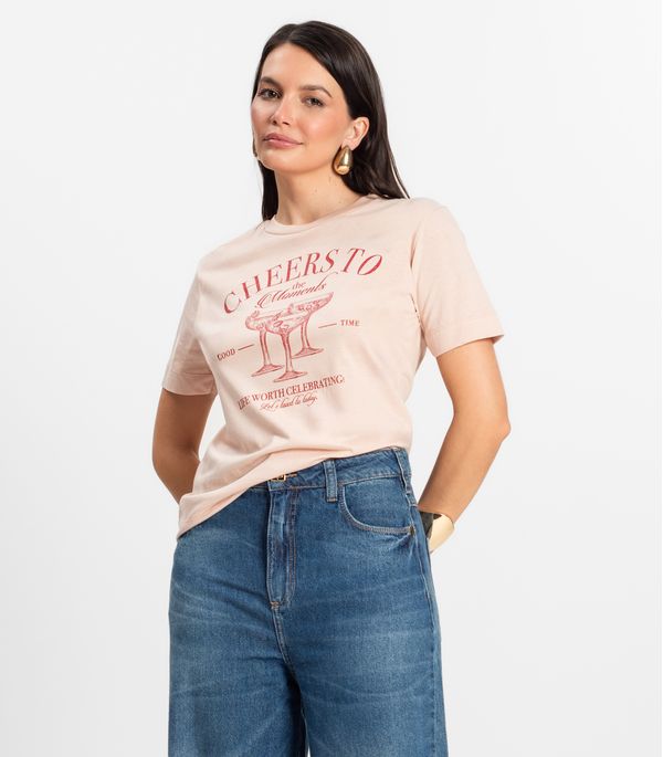 T- shirt Feminino em Meia Malha Rovitex Rosa GG