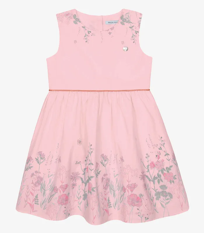Vestido Tricoline Estampado Trick Nick Rosa