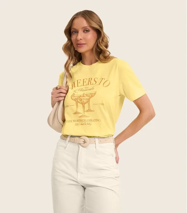 T- shirt Feminino em Meia Malha Rovitex Amarelo M