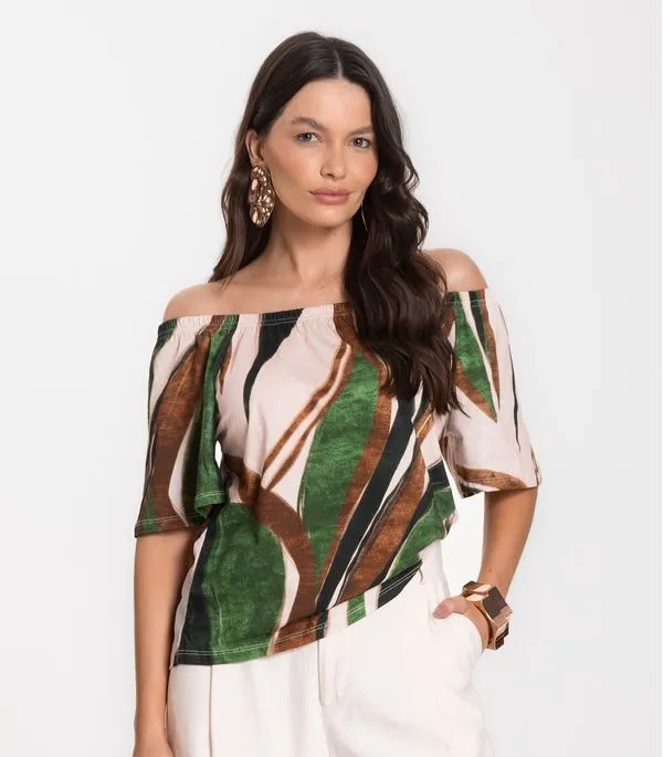 Blusa Feminina Ciganinha Infinita Cor Marrom GG