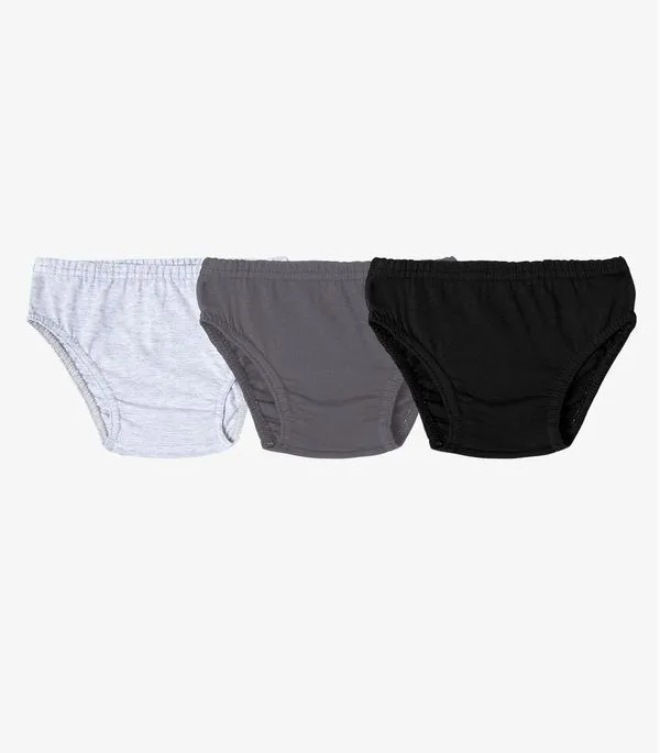 Kit 3 Cuecas Slip Infantil Em Algodão Select Preto 6