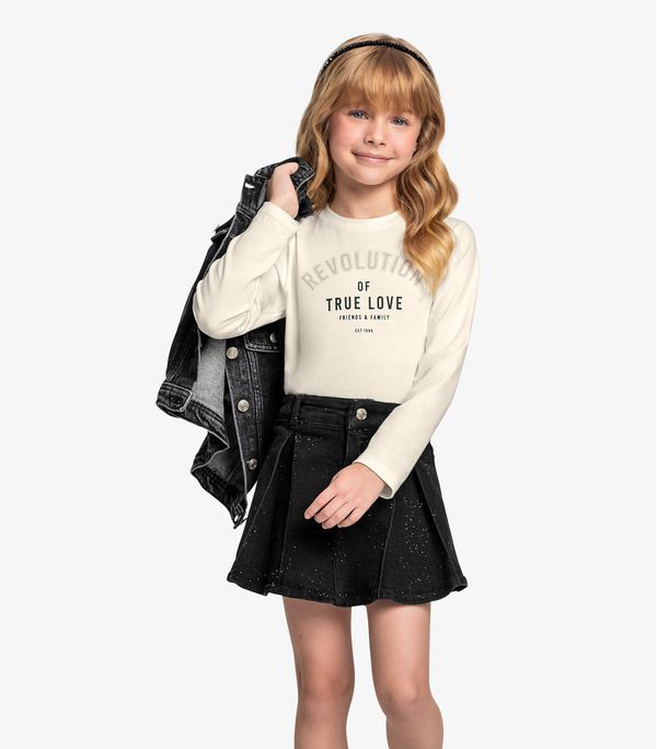 Conjunto Blusa com Shorts Saia Jeans Trick Nick Bege 12