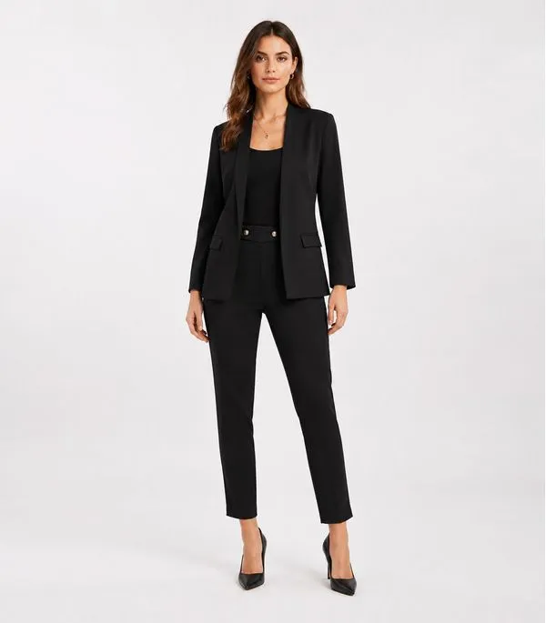 Conjunto Feminino Blazer E Calça Reta Atendencia Preto G