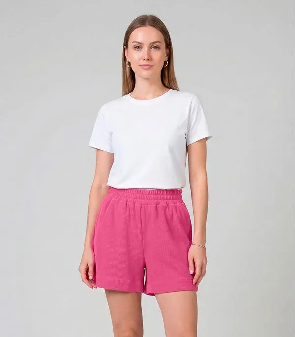 Shorts Feminino Moletinho Gorgurinho Infinita Cor Rosa P