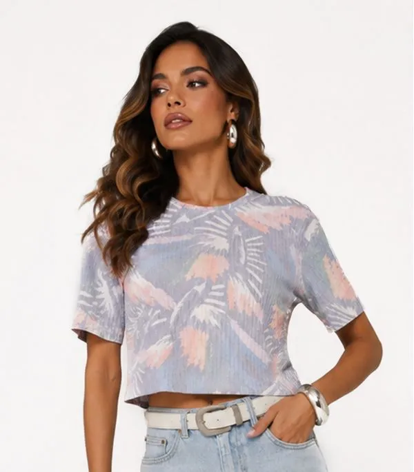 Blusa Feminina em Ribana Canelada Infinita Cor Lilás P