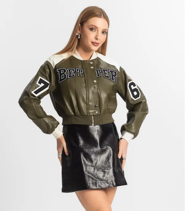 Jaqueta Feminina Bomber College Forever New Verde GG