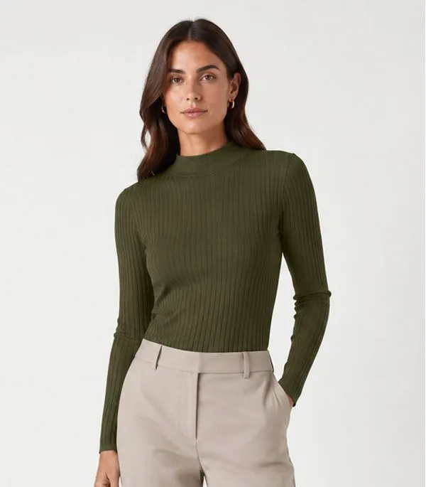 Blusa Manga Longa Feminina Canelada Select Verde P