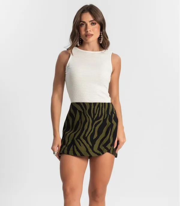 Shorts Saia Feminino Estampado Style Box Verde GG