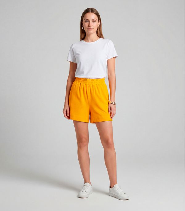Shorts Feminino Moletinho Gorgurinho Infinita Cor Laranja G