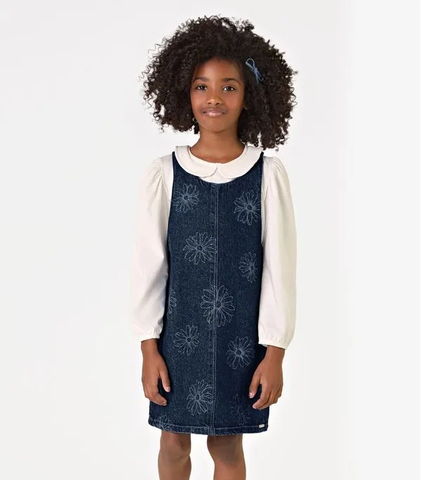 Conjunto Blusa Com Salopete Jeans Trick Nick Azul 2