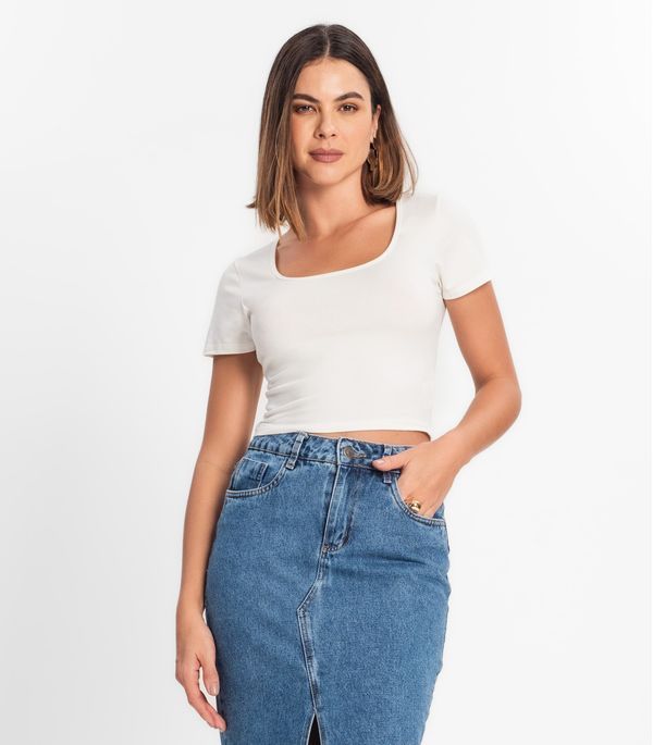 Blusa Cropped Feminina Rovitex Bege GG