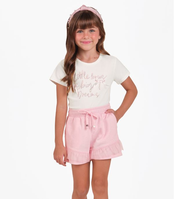 Conjunto Blusa com Shorts Menina Trick Nick Bege 4