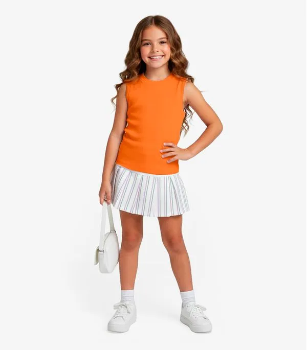 Regata Básica Infantil Menina Lisa Soletex Laranja 4
