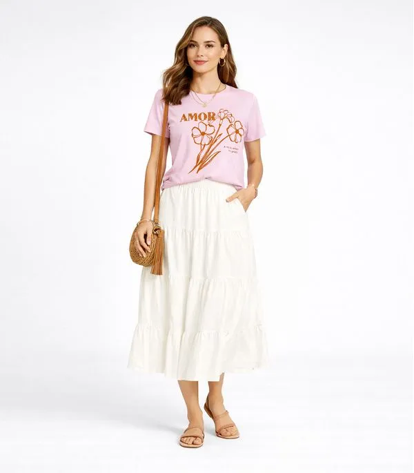 Blusa Feminina Manga Curta Estampada Select Rosa G