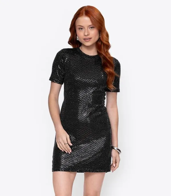 Vestido Lantejoula Feminino Minty Preto 14