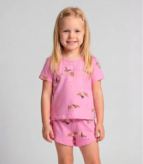 Conjunto Infantil Blusa e Shorts Select Rosa 10