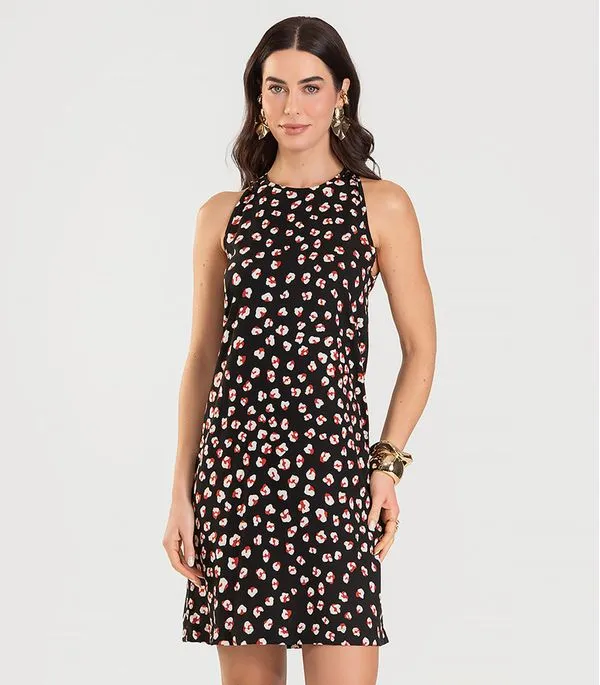 Vestido Curto Feminino Estampado Dianna Preto P