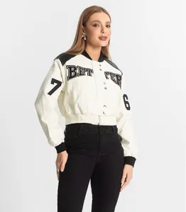 Jaqueta Feminina Bomber College Forever New Bege P