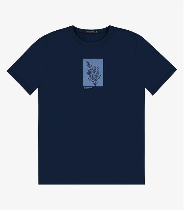 Camiseta Masculina em Meia Malha Diametro Azul G