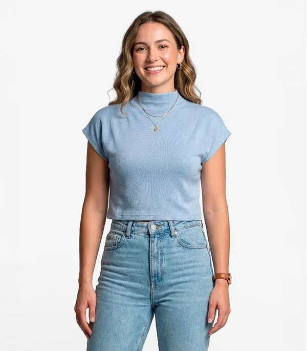 Blusa Feminina Com Gola Chaminé Select Azul P
