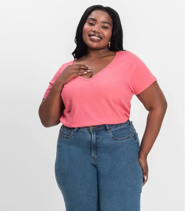 Blusa Feminina Plus Size da Infinita Cor Rosa Plus G1