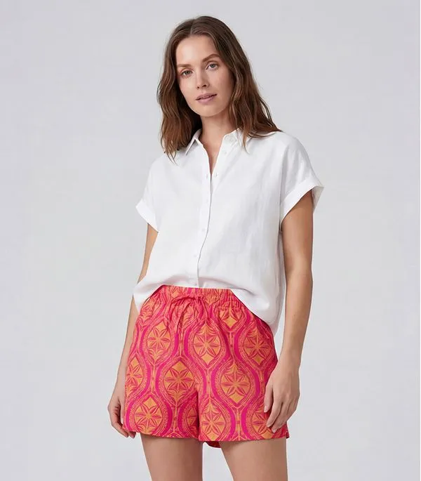 Short Feminino Com Cós E Laço Infinita Cor Rosa GG