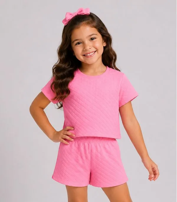 Conjunto Feminino infantil Blusa e Short Select Rosa 6